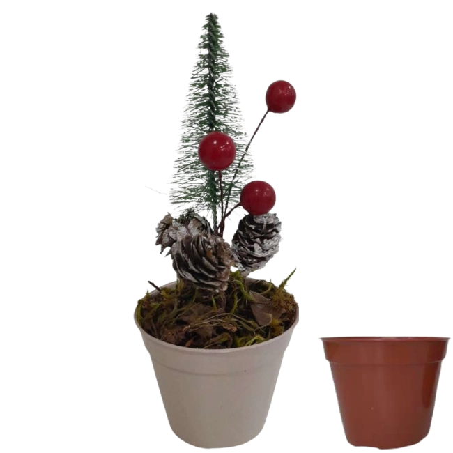Arranjo de Natal c\ Vaso de Suculenta 27cm