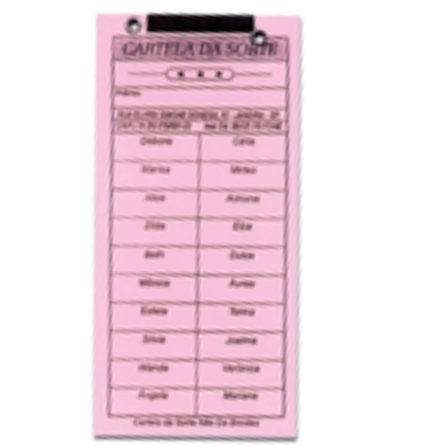 Cartela da Sorte 20 nomes