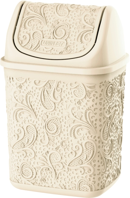 Cesto de Lixo Basculante Renda Floral palha 4,5 litros