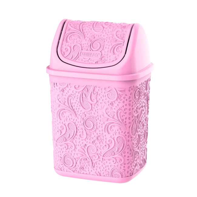 Cesto de Lixo Basculante Renda Floral rosa 4,5 litros