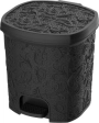Cesto de Lixo de Pedal Renda Floral preta 8 litros