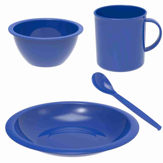 Kit infantil com (Prato + Tigela + Caneca + Colher) AZUL
