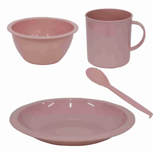 Kit infantil com (Prato + Tigela + Caneca + Colher) ROSA