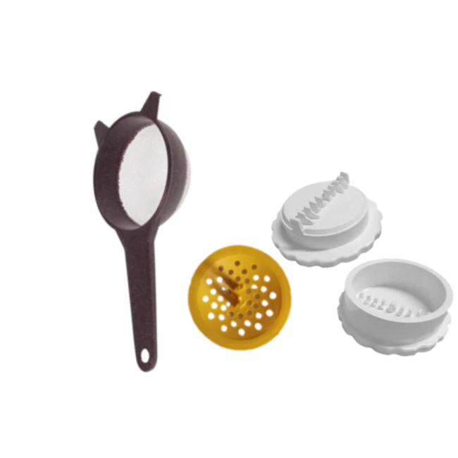 Triturador de alho+Ralo+Peneira 9cm