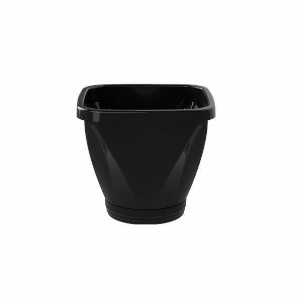 Vaso Cachepot Quadrado Com Prato N13 - Preto REF 1185