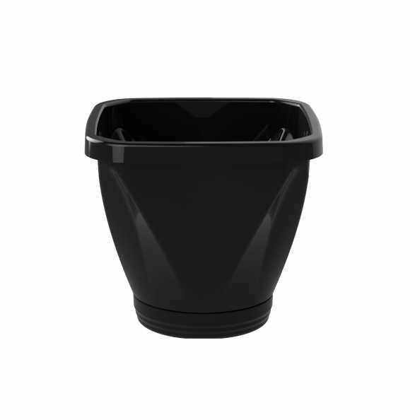 Vaso Cachepot Quadrado Com Prato N17 - Preto REF 1189