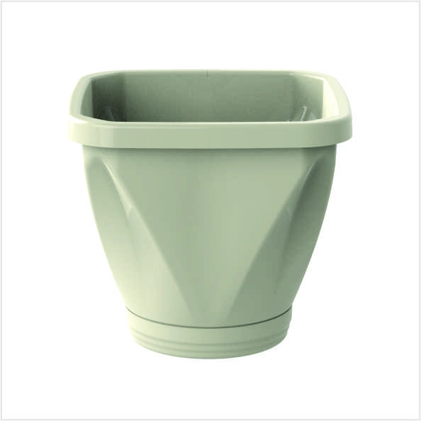 Vaso Cachepot Quadrado Com Prato N22 - Palha REF 1194