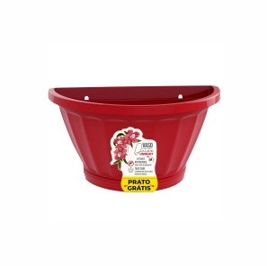 Vaso de Parede Meia Lua M com prato Vermelho - Ref. 1181