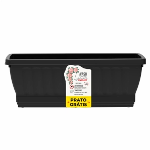 Vaso Jardineira Nº 46 com prato - Preto - Ref. 1176