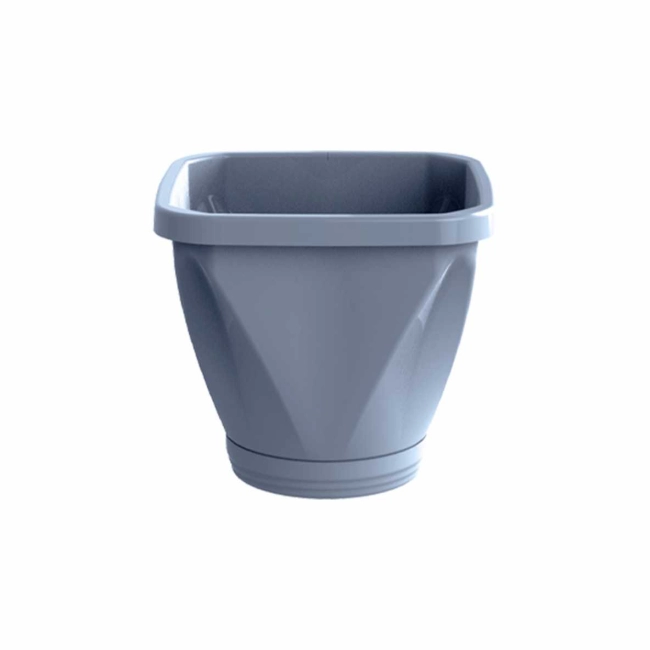 Vaso quadrado Nº13 com prato - Cinza Ref 1228